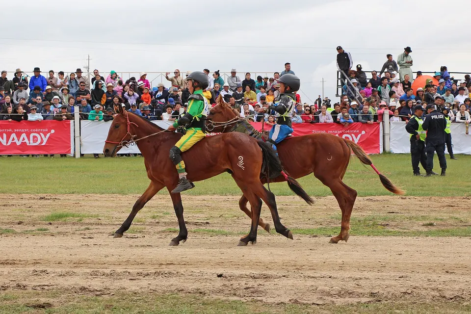 Naadam horse race across the open steppe