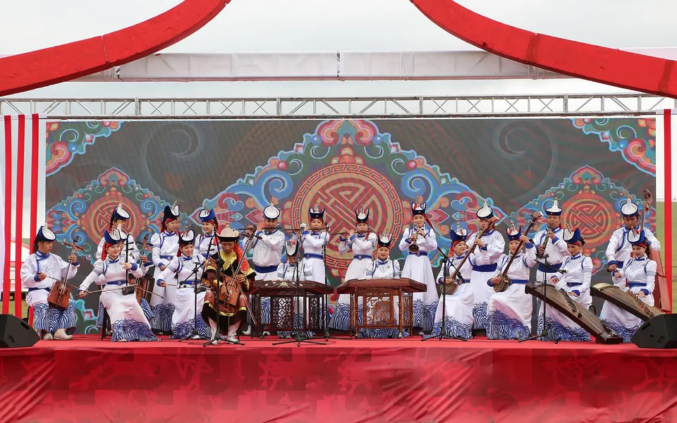 Traditional musicians performing at Naadam